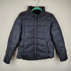 *FLAWED* Eileen Fisher Black Feather Down Puffer Coat Jacket sz S